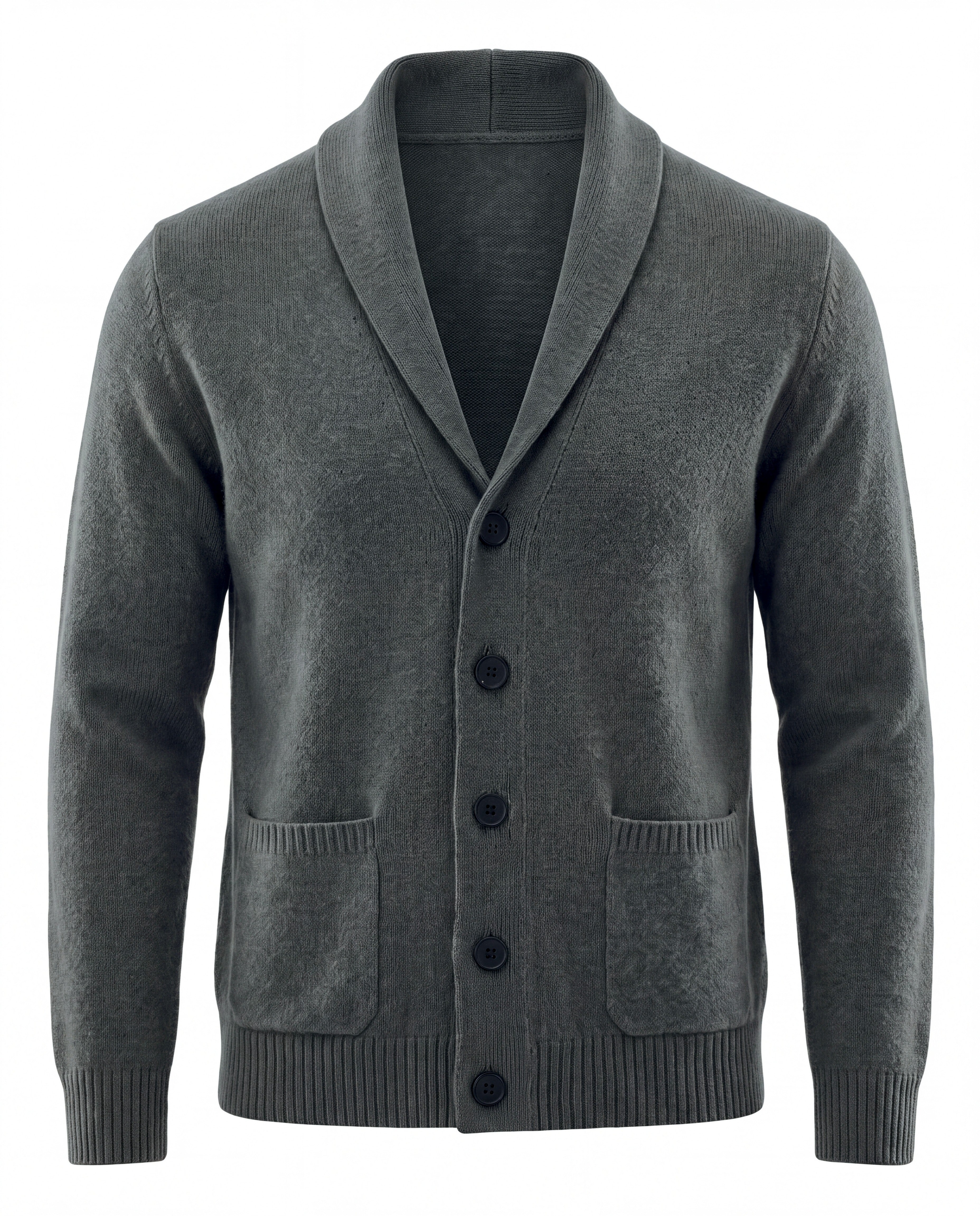 Men's Cashmere Shawl Collar Cardigan - Jermaine - Dark Gray