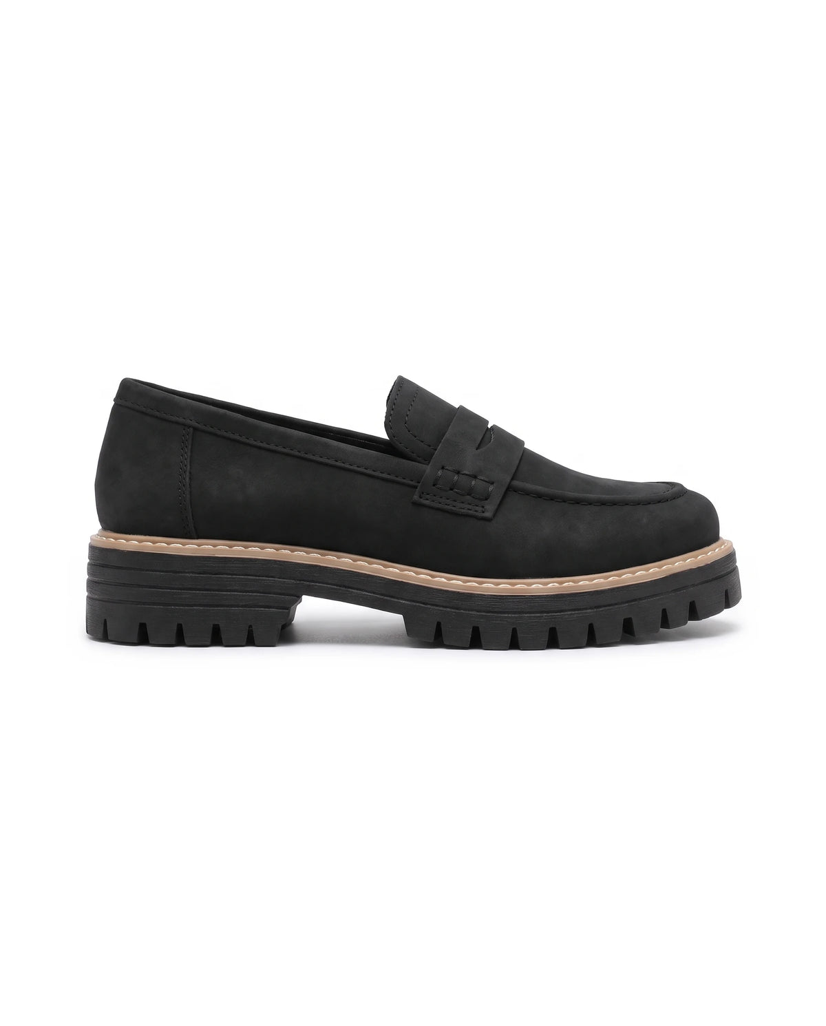 Women's Lug-Sole Penny Loafers - Jutta - Side Profile