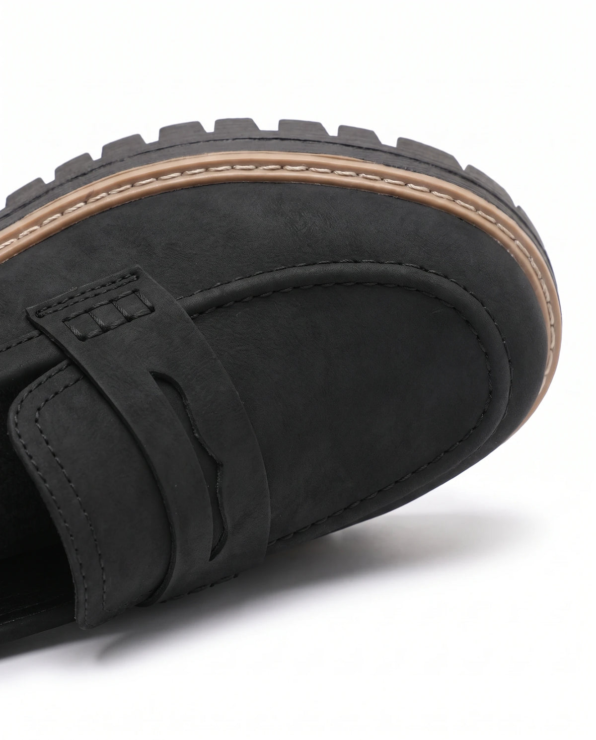 Women's Lug-Sole Penny Loafers - Jutta - Detail Penny Strap