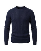 Men's Cable-Knit Crew Neck Sweater - Kade - Navy