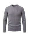Men's Cable-Knit Crew Neck Sweater - Kade - Gray