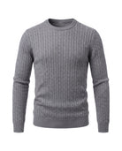Men's Cable-Knit Crew Neck Sweater - Kade - Gray
