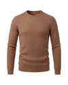 Men's Cable-Knit Crew Neck Sweater - Kade - Camel