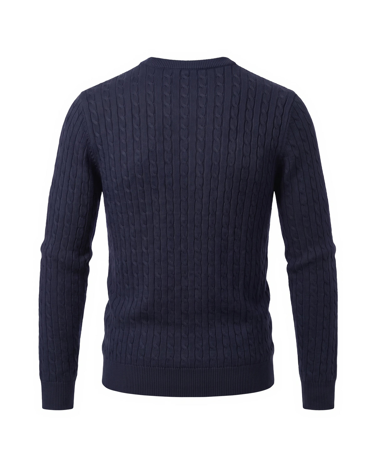 Men's Cable-Knit Crew Neck Sweater - Kade - Back View