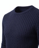 Men's Cable-Knit Crew Neck Sweater - Kade - Detail Crew Neck