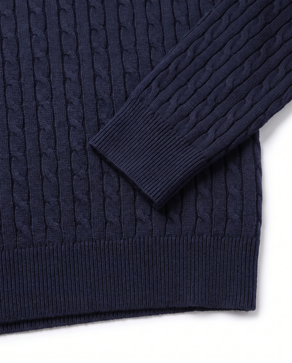 Men's Cable-Knit Crew Neck Sweater - Kade - Detail Cuff and Hem
