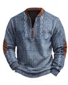 Men's Cable Knit Half-Zip Sweater - Kade - Blue