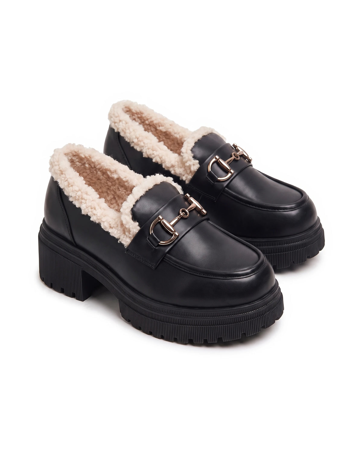 Women's Fleece-Lined Platform Loafers - Marcia - Three-Quarter View