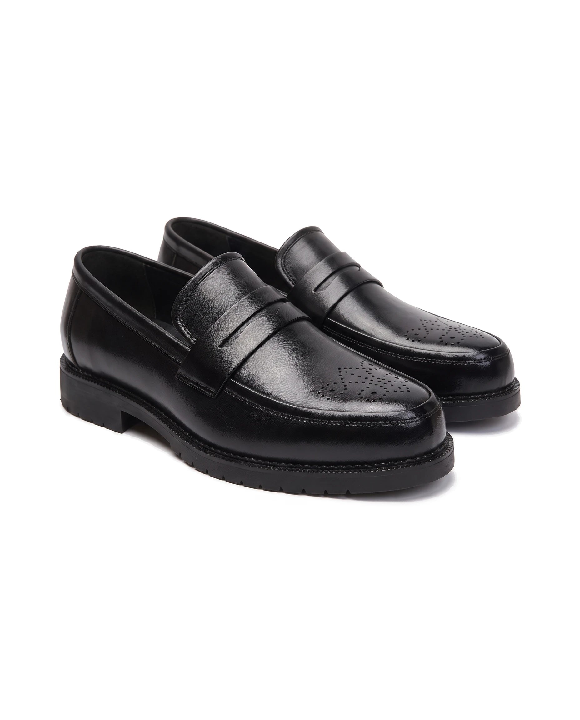 Men's Brogue Penny Loafers - Herbert - Black