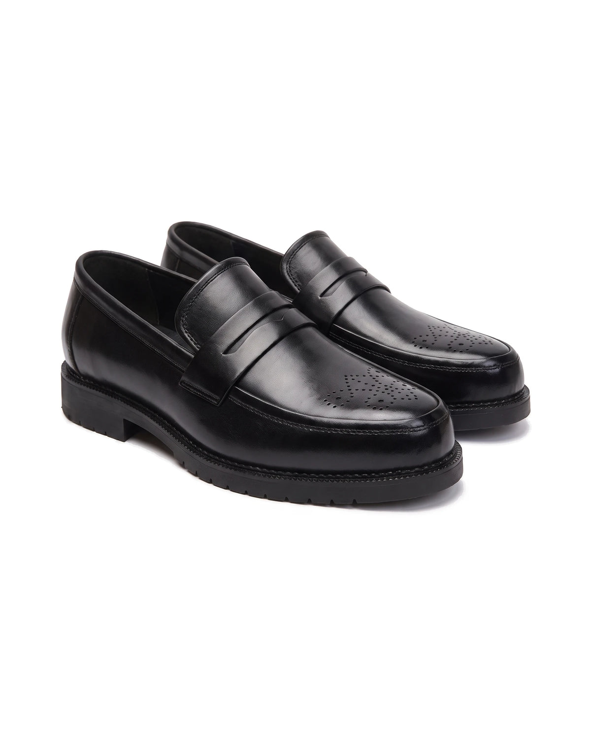 Men's Brogue Penny Loafers - Herbert - Black
