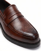 Men's Brogue Penny Loafers - Herbert - Detail Toe and Vamp