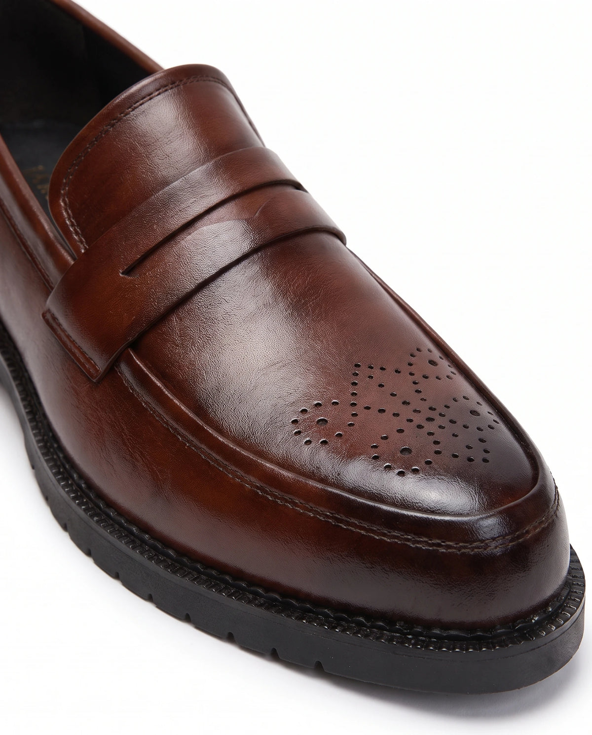Men's Brogue Penny Loafers - Herbert - Detail Toe and Vamp