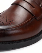 Men's Brogue Penny Loafers - Herbert - Detail Material Texture