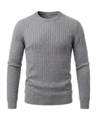 Men's Cable-Knit Crew Neck Sweater - Kade - Gray