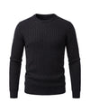 Men's Cable-Knit Crew Neck Sweater - Kade - Black