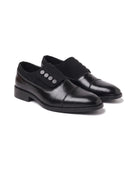 Men's Cap-Toe Button Panel Dress Shoes - Roderick - Black