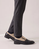 Men's Cap-Toe Button Panel Dress Shoes - Roderick - Model Side Detail