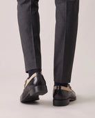 Men's Cap-Toe Button Panel Dress Shoes - Roderick - Model Back Detail