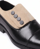 Men's Cap-Toe Button Panel Dress Shoes - Roderick - Detail Toe and Vamp