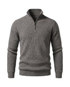Men's Cotton-Blend Long-Sleeve Zip Polo Shirt - Horace - Dark Gray