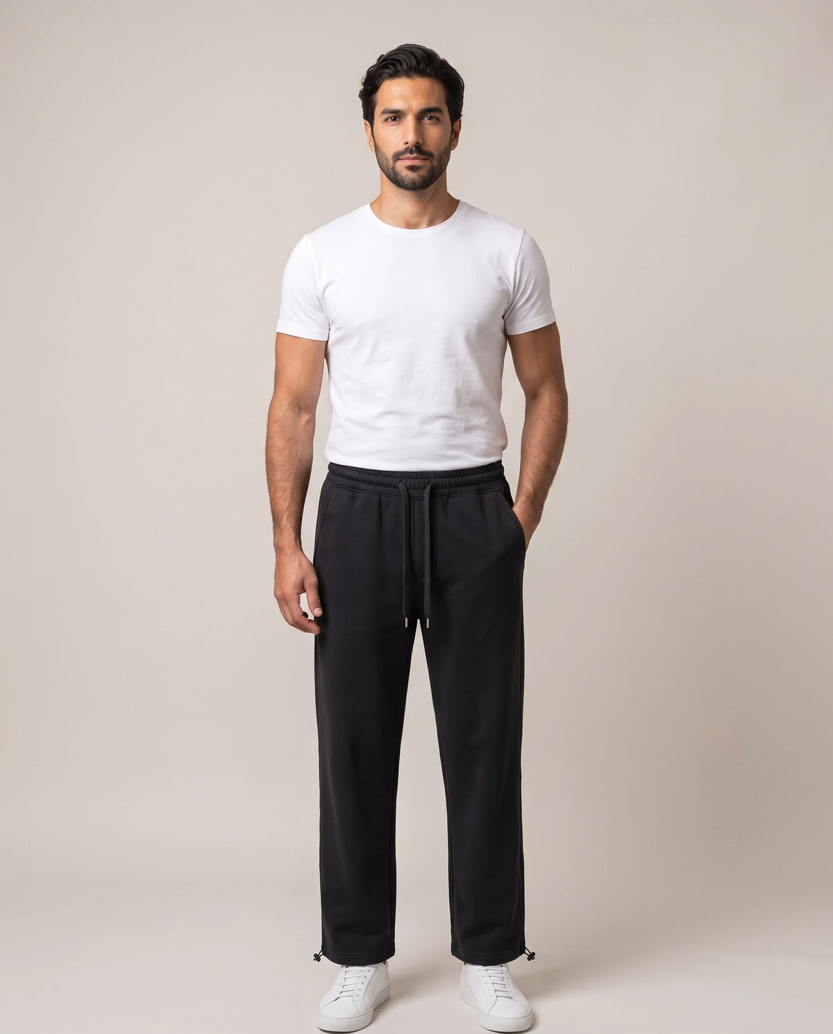 Men's Cotton-Blend Terry Lounge Pants - Resort - Model Front