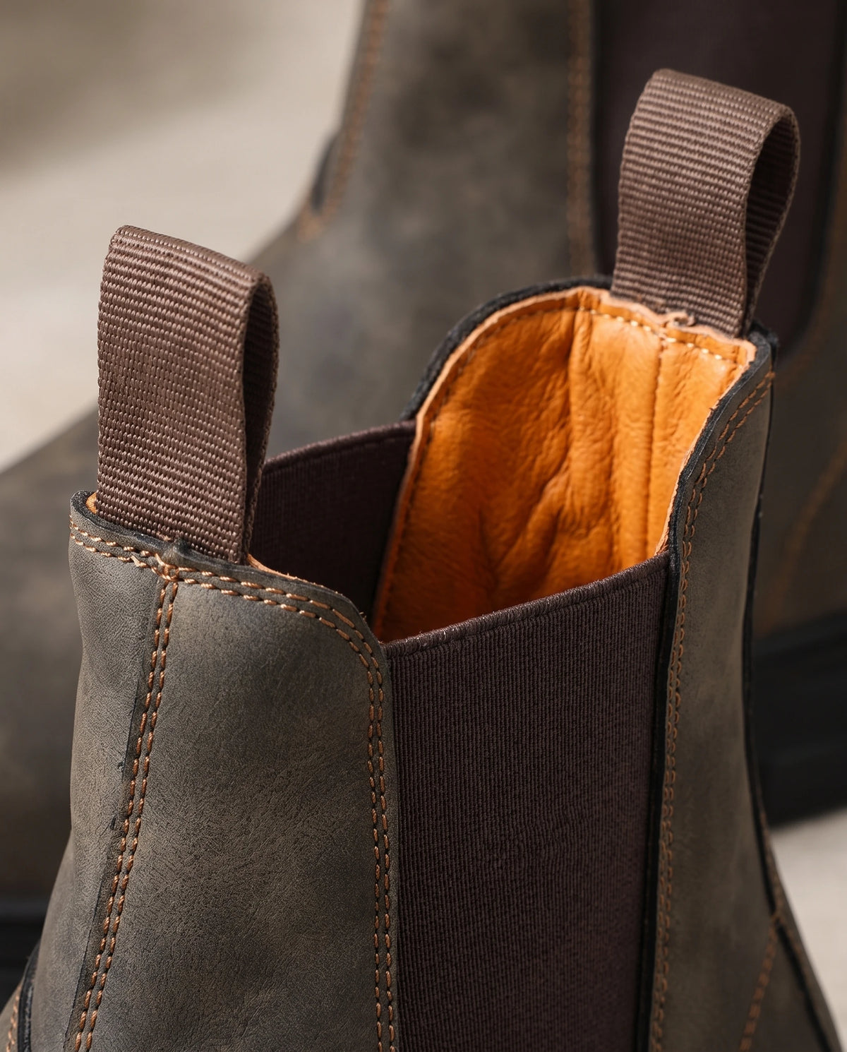Men's Distressed Chelsea Boots - Jayce - Detail Pull Tabs and Gusset