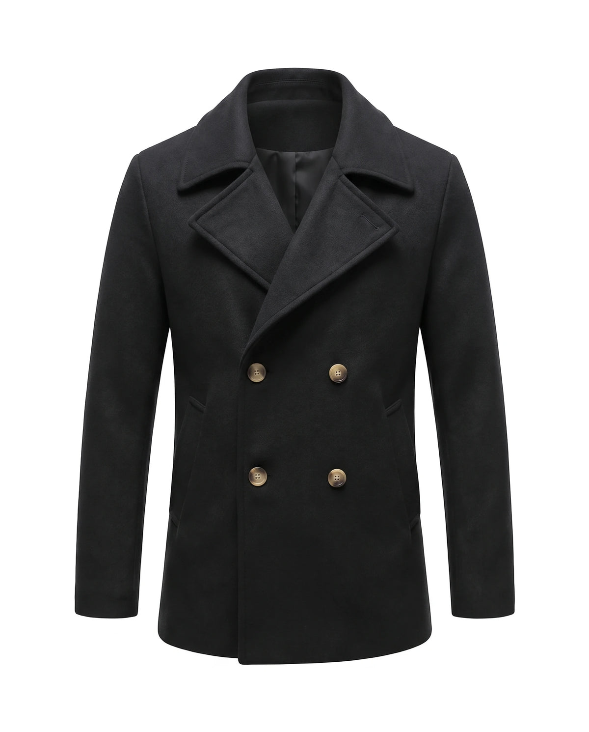 Men's Double-Breasted Peacoat - Jaxson - Black