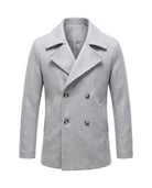 Men's Double-Breasted Peacoat - Jaxson - Light Gray