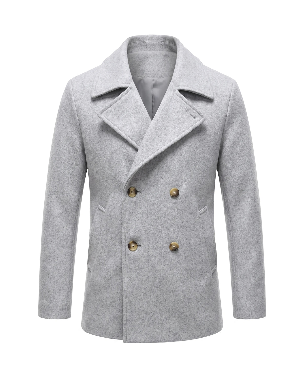 Men's Double-Breasted Peacoat - Jaxson - Light Gray
