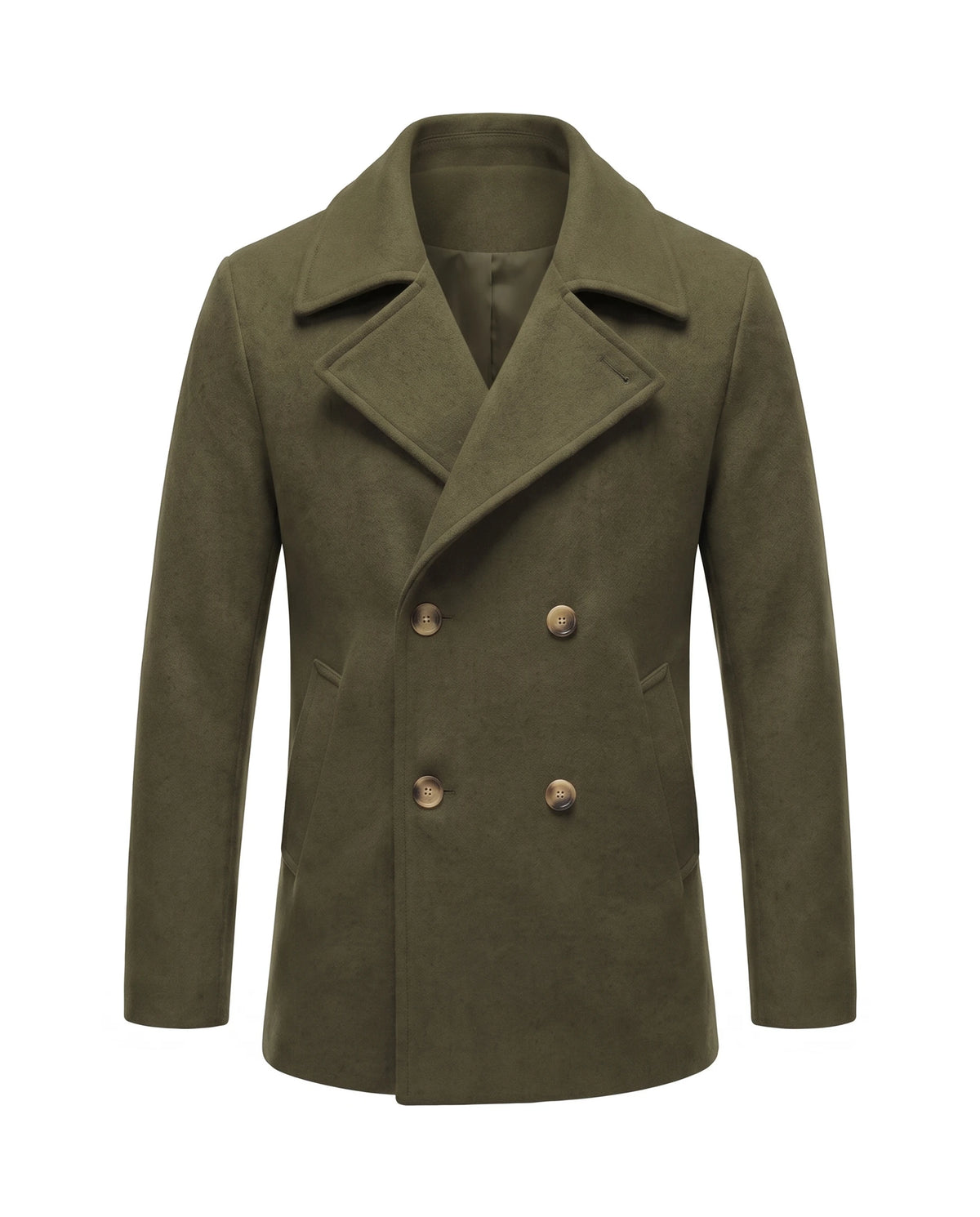 Men's Double-Breasted Peacoat - Jaxson - Olive Green