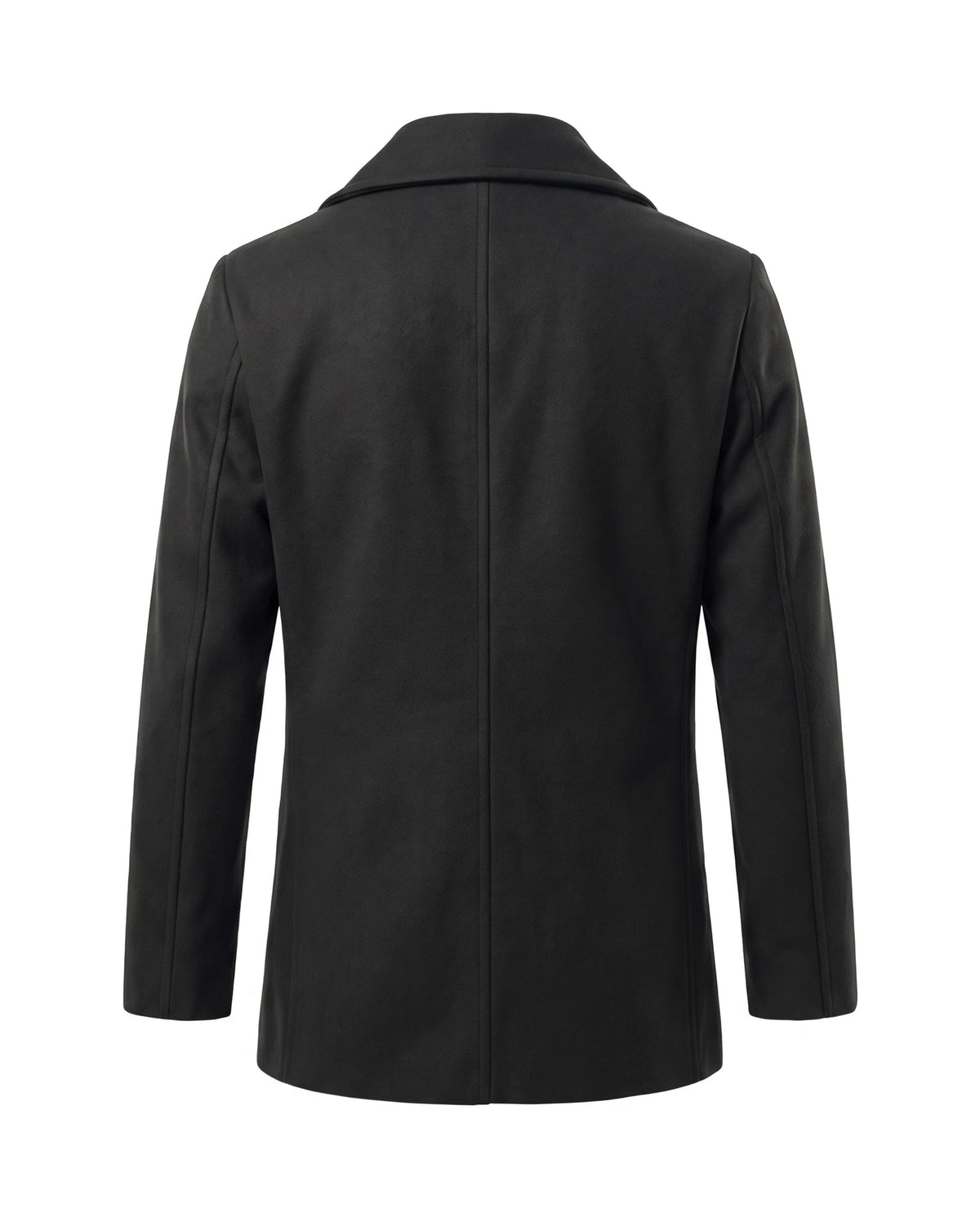 Men's Double-Breasted Peacoat - Jaxson - Black Back View