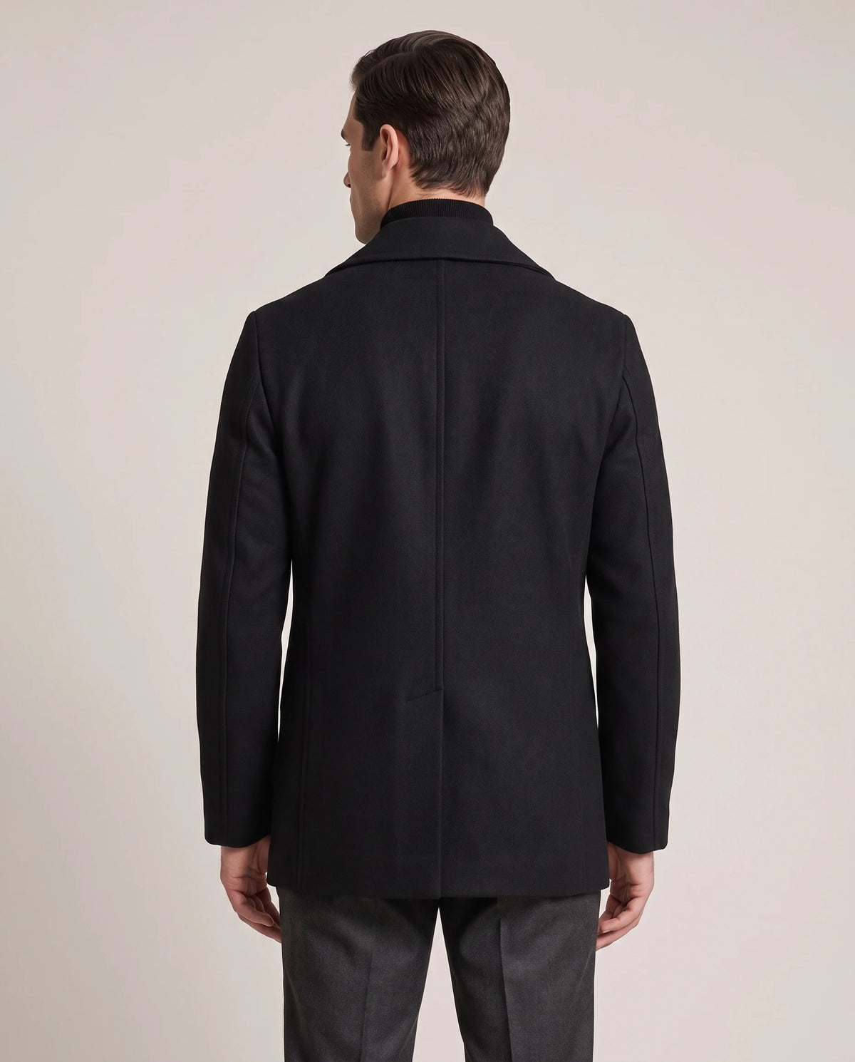 Men's Double-Breasted Peacoat - Jaxson - Model Back