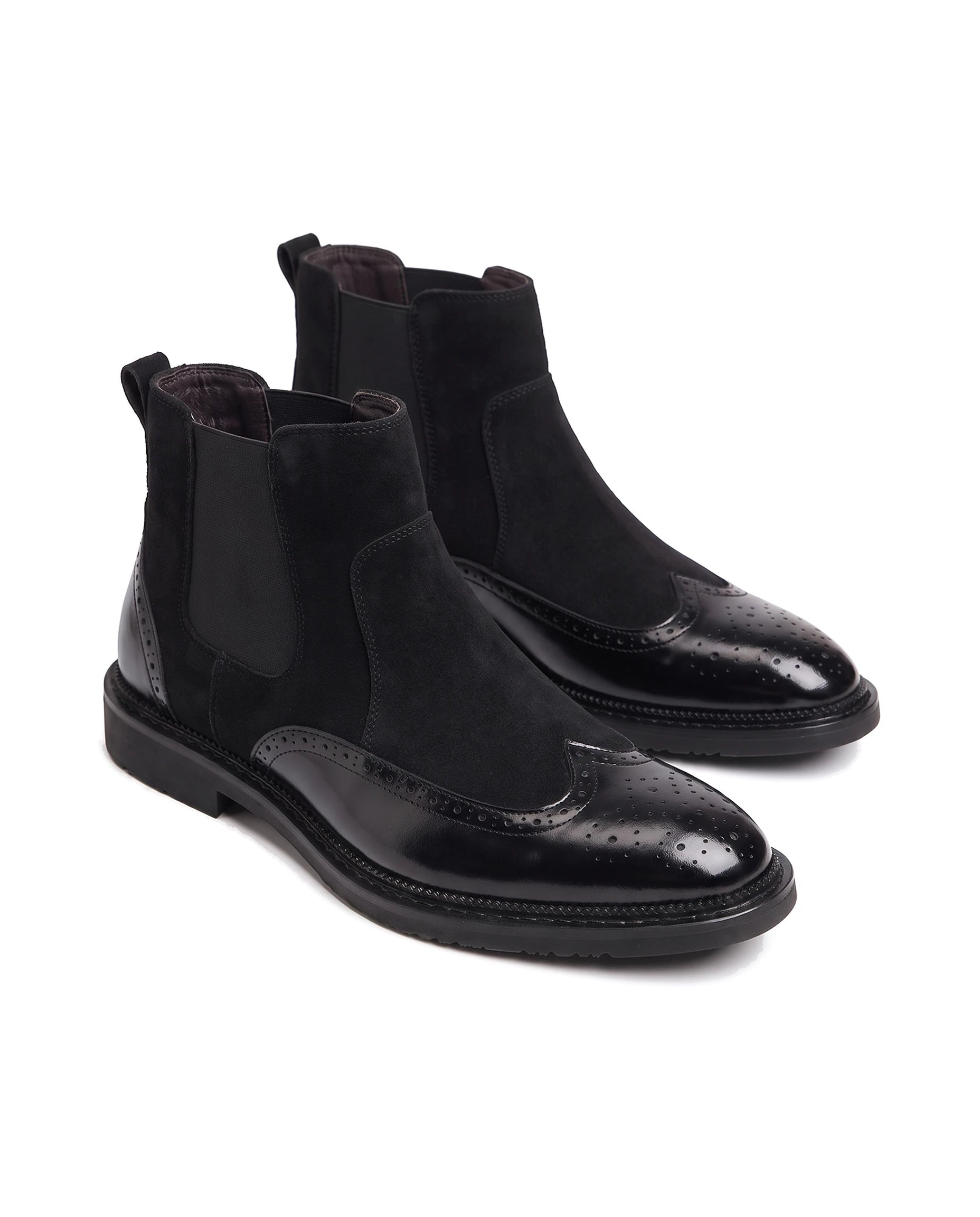 Men's Leather Wingtip Chelsea Boots - Homer - Black