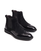 Men's Leather Wingtip Chelsea Boots - Homer - Black
