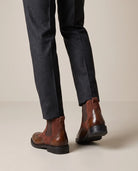 Men's Leather Wingtip Chelsea Boots - Homer - Model Back Detail