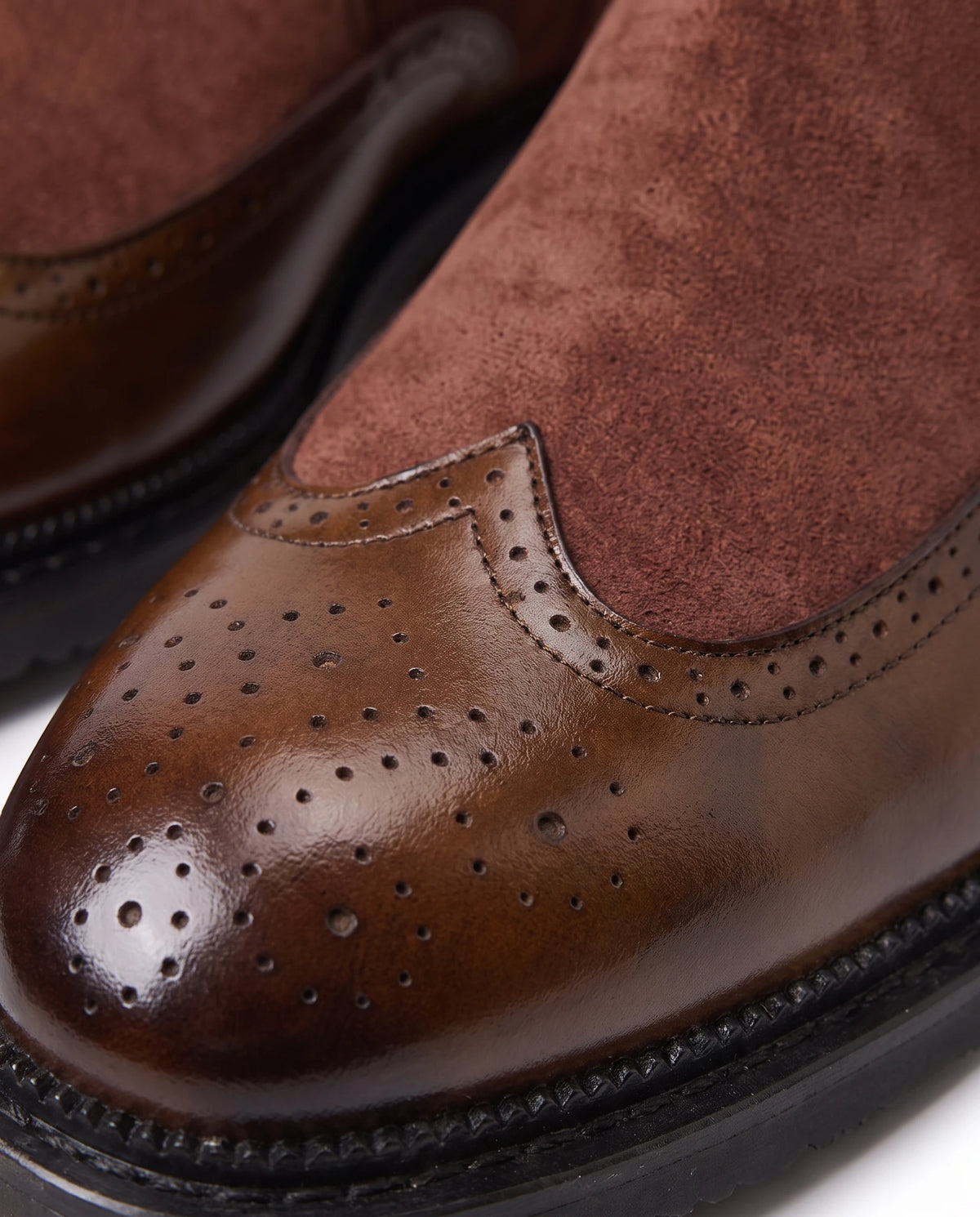Men's Leather Wingtip Chelsea Boots - Homer - Detail Wingtip Brogue