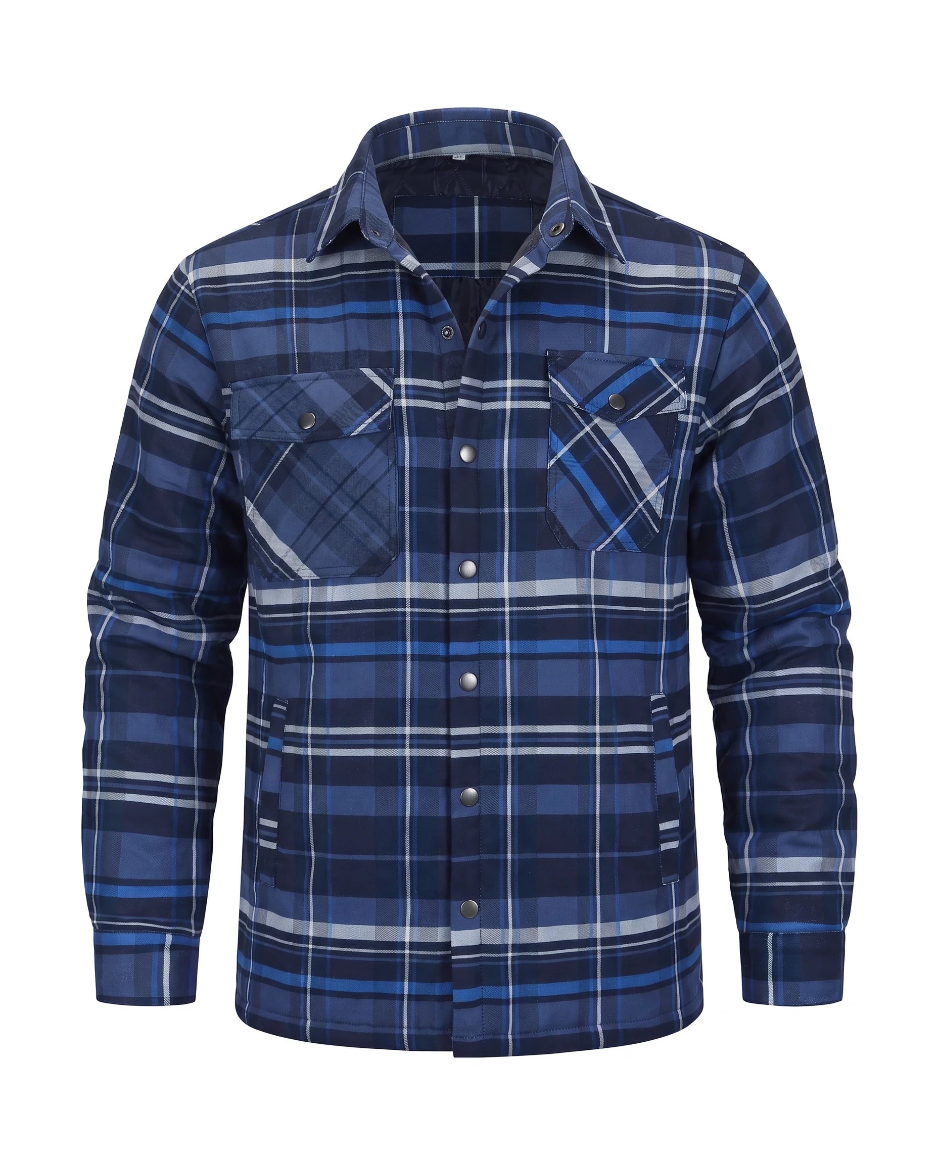 Men's Quilted-Lined Flannel Shirt Jacket - Hollis - Dark Blue