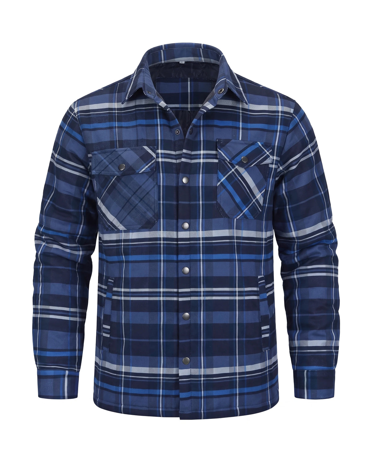 Men's Quilted-Lined Flannel Shirt Jacket - Hollis - Dark Blue