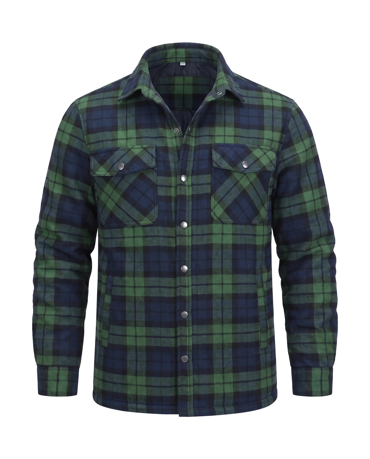 Men's Quilted-Lined Flannel Shirt Jacket - Hollis - Green