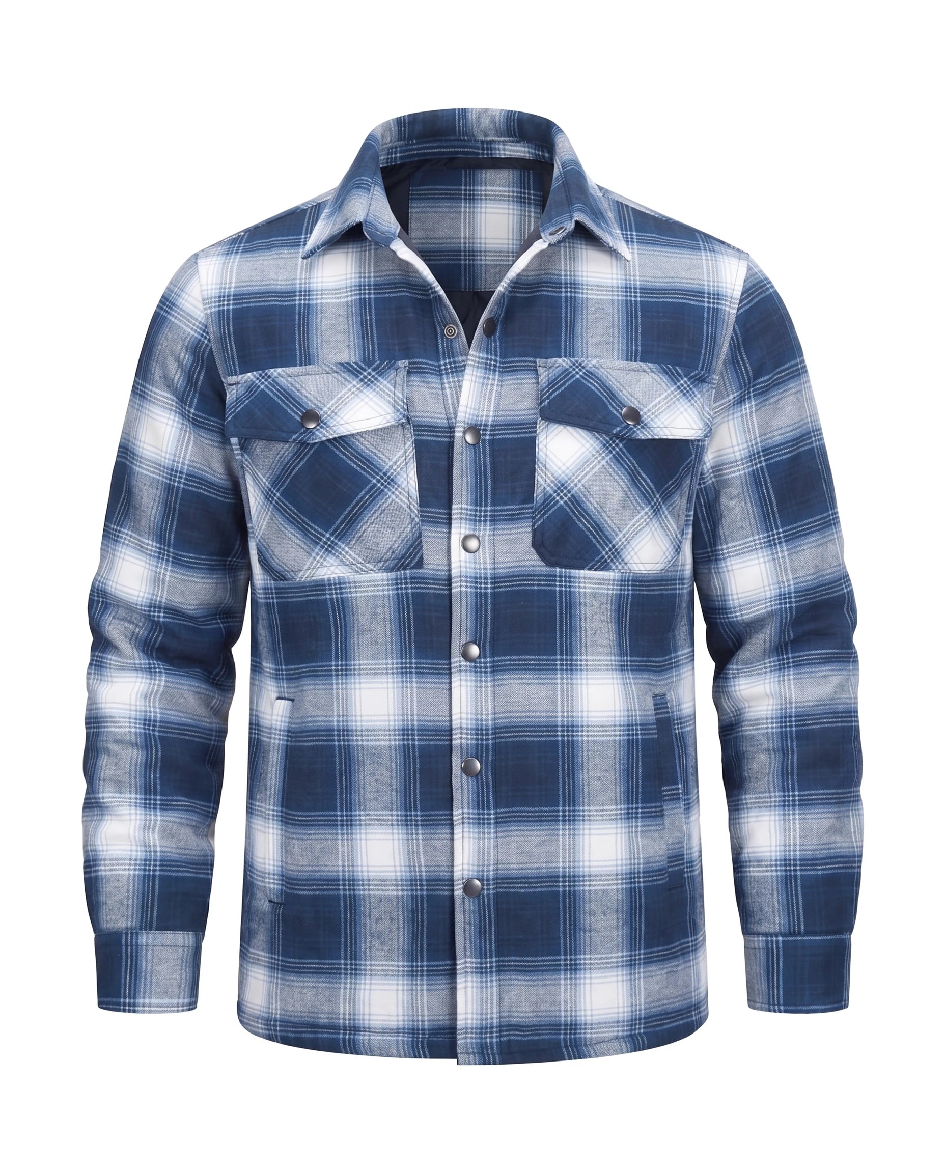 Men's Quilted-Lined Flannel Shirt Jacket - Hollis - Light Blue