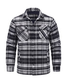 Men's Quilted-Lined Flannel Shirt Jacket - Hollis - Black & White