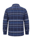 Men's Quilted-Lined Flannel Shirt Jacket - Hollis - Dark Blue Back View
