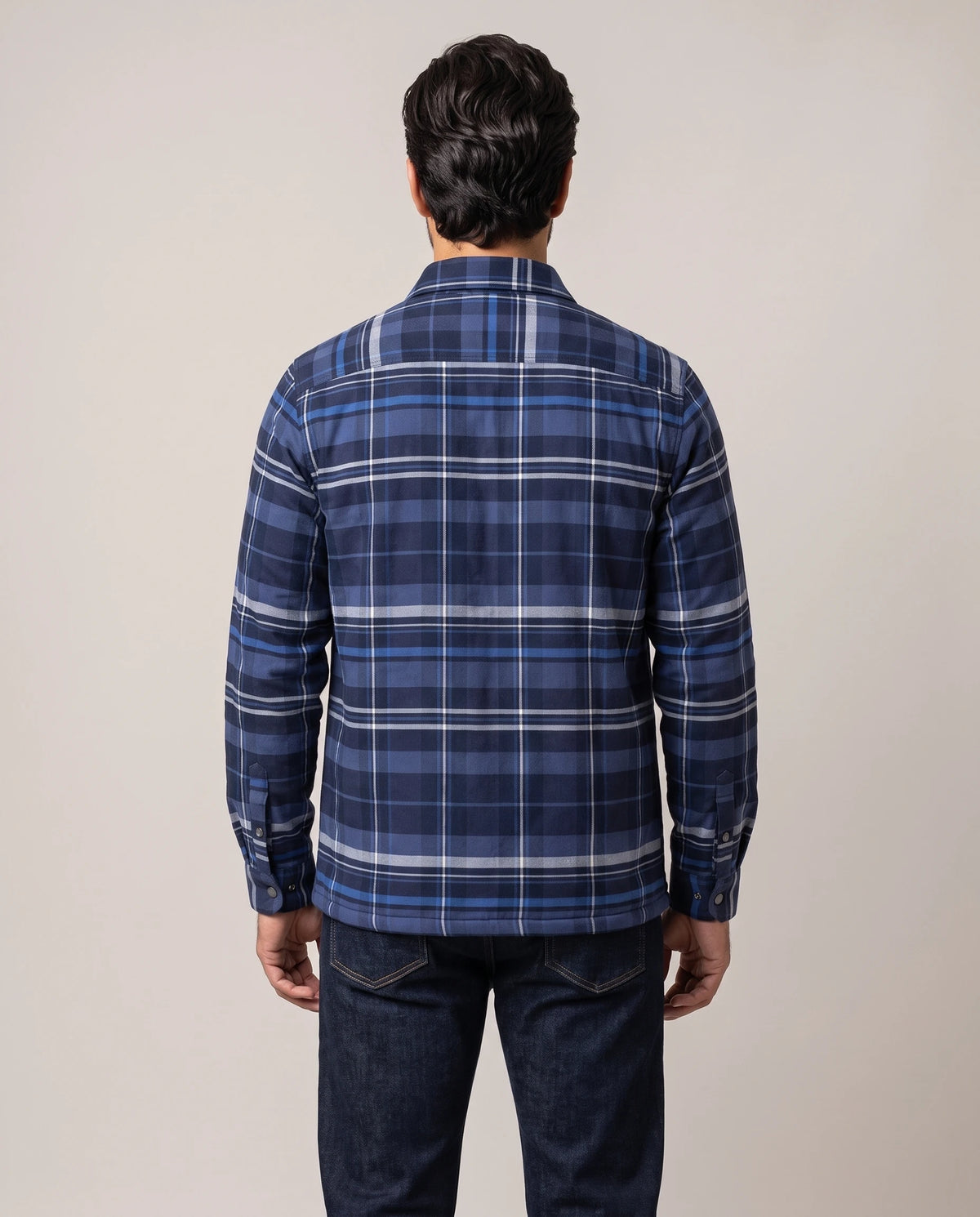 Men's Quilted-Lined Flannel Shirt Jacket - Hollis - Model Back