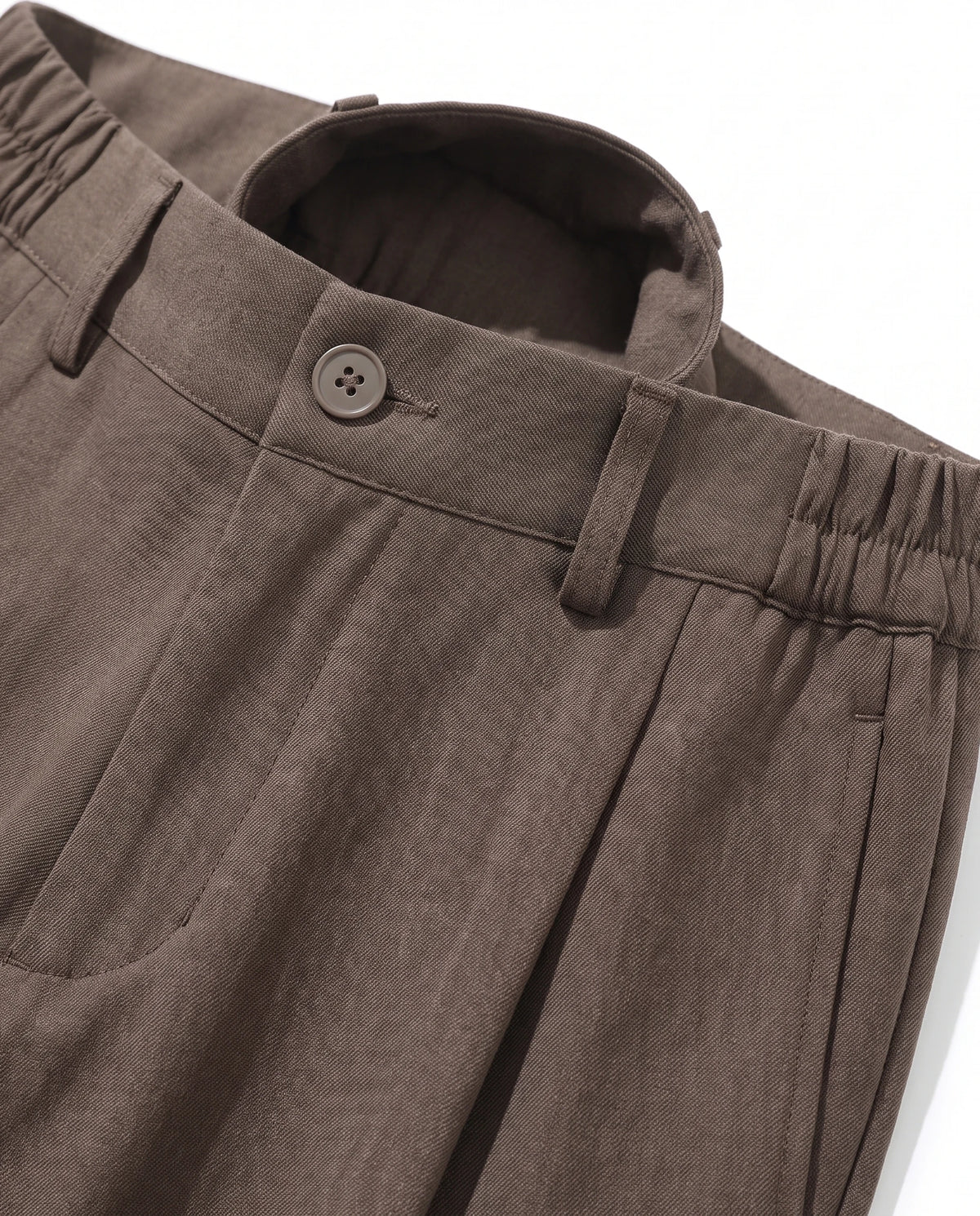 Men's Relaxed Straight-Leg Trousers - Hartley - Waistband and Button Detail