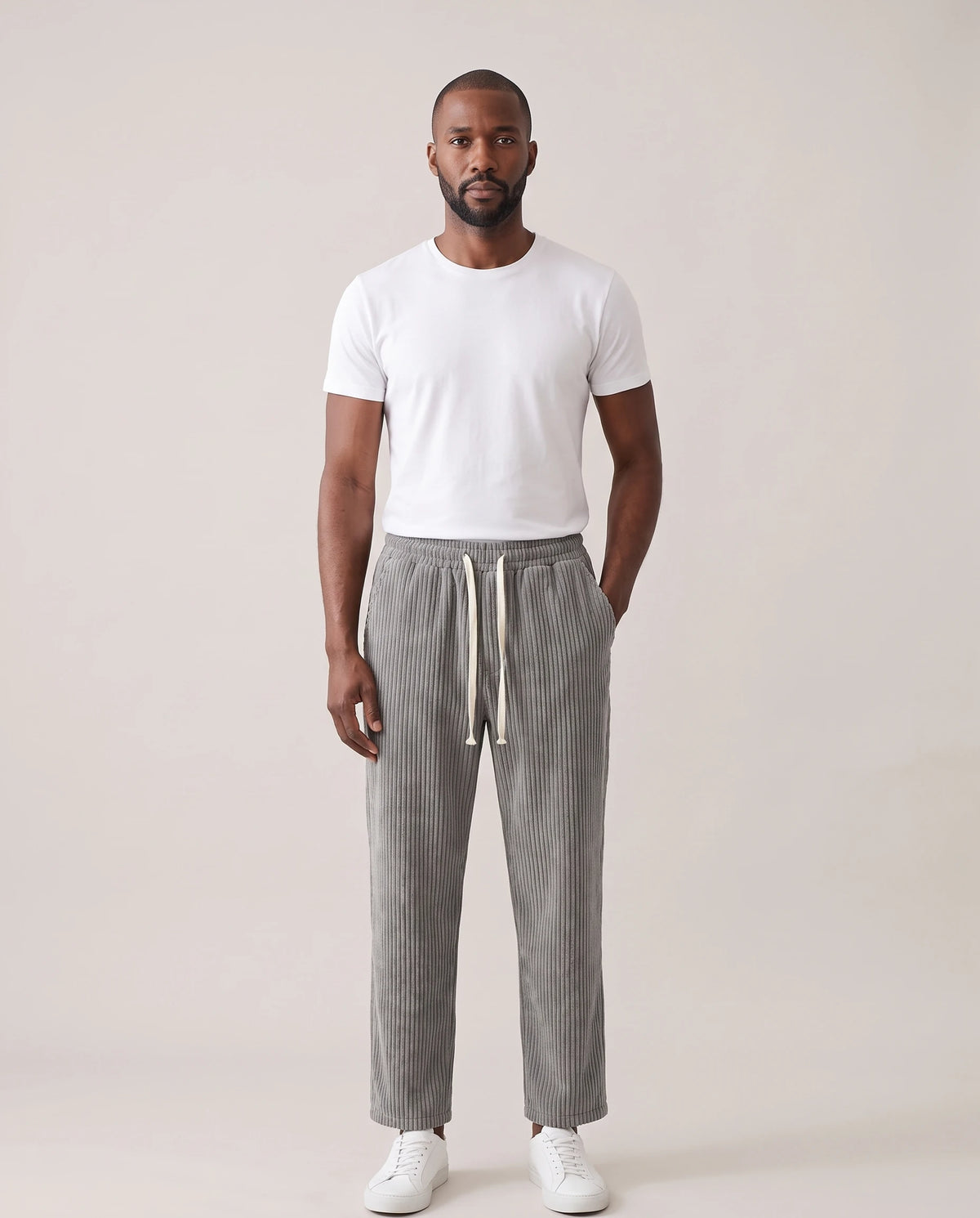 Men's Relaxed Wide-Wale Corduroy Pants - Weston - Model Front