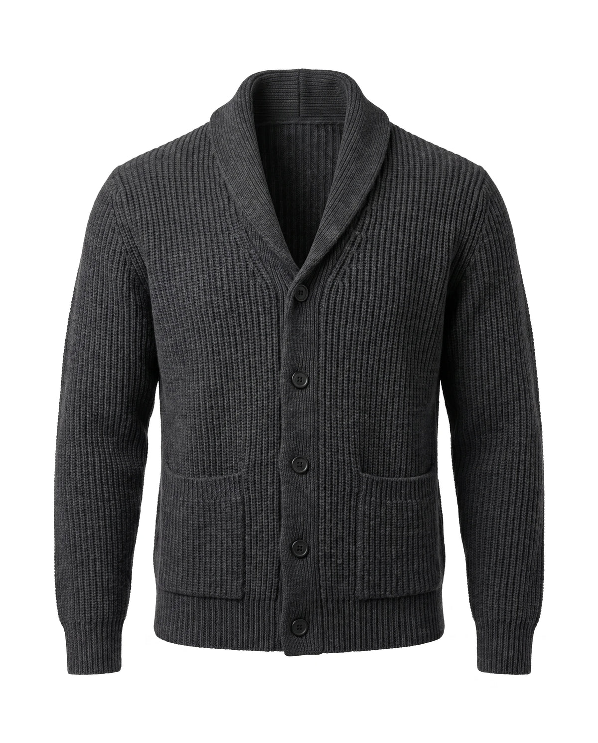 Men's Shawl Collar Button-Front Cardigan - Jermaine - Dark Gray