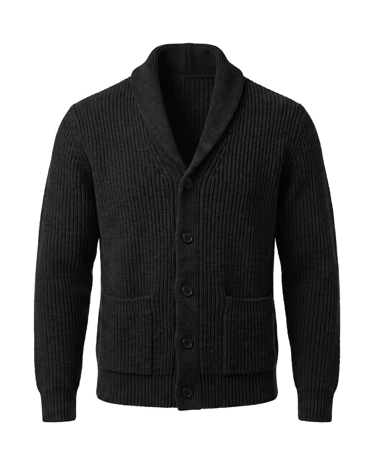 Men's Shawl Collar Button-Front Cardigan - Jermaine - Black