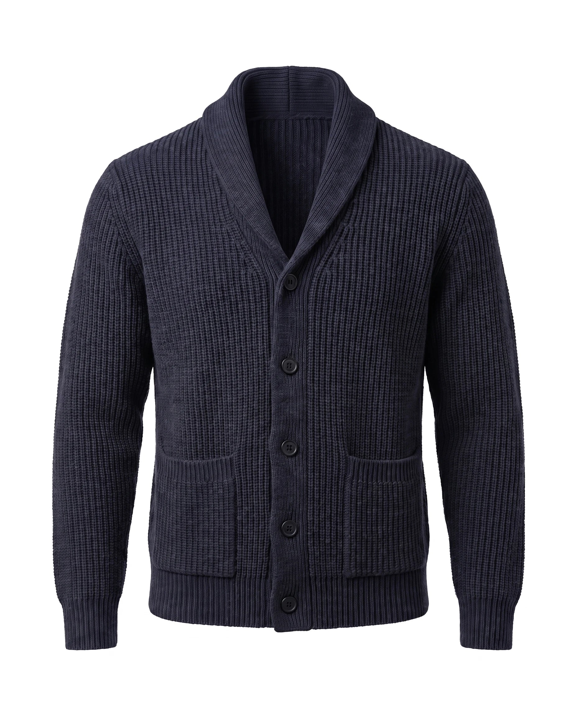 Men's Shawl Collar Button-Front Cardigan - Jermaine - Navy