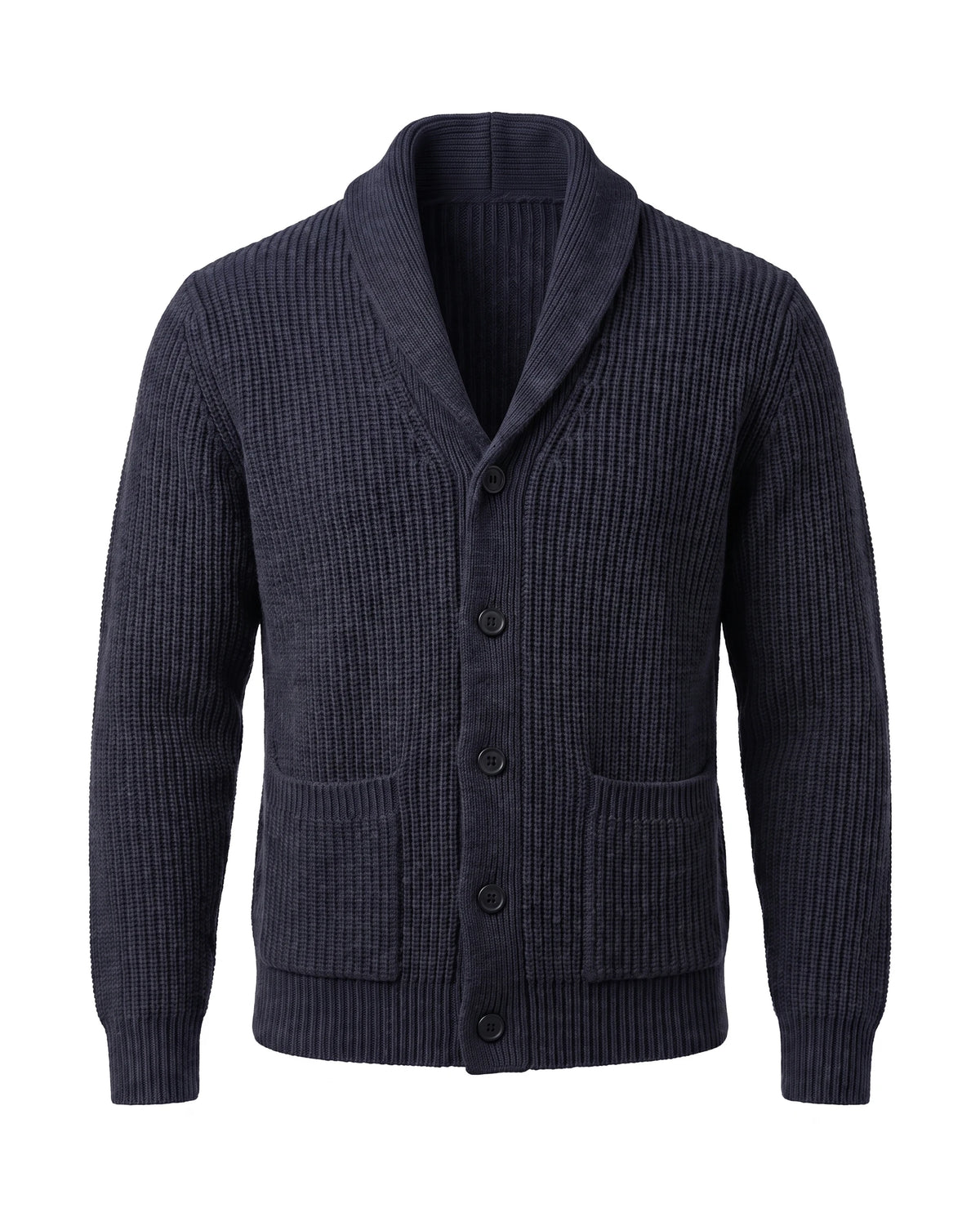 Men's Shawl Collar Button-Front Cardigan - Jermaine - Navy