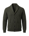Men's Shawl Collar Button-Front Cardigan - Jermaine - Olive Green